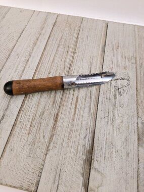 Vintage Metal Vegetable Peeler Stainless Steel Wooden Handle Apple Corer